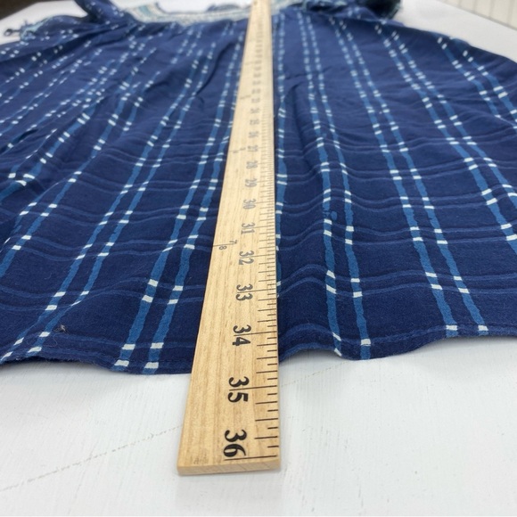 Madewell Embroidered Puff-Sleeve Babydoll Dress in Indigo Plaid Size XS - Picture 12 of 13